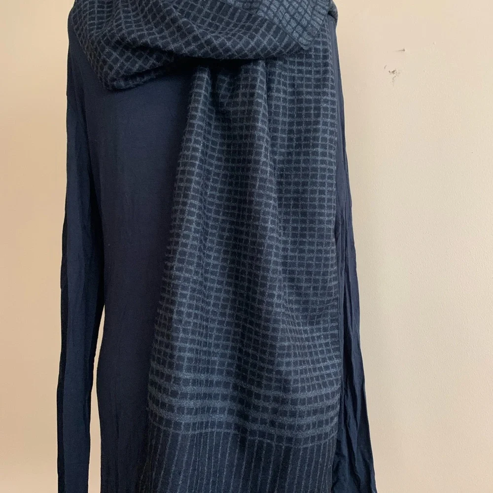 PRONTO  UOMO Mens black and gray 80% viscose so soft plaid fringe scarf …